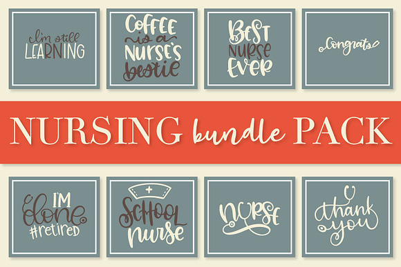 Nurse Bundle - Hand Lettered Designs in Illustrations - product preview 2