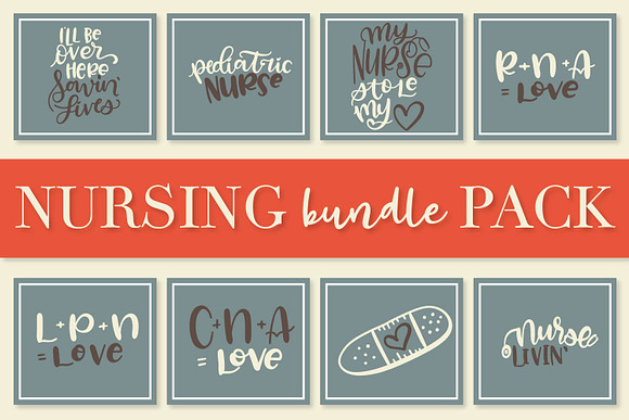 Nurse Bundle - Hand Lettered Designs in Illustrations - product preview 3