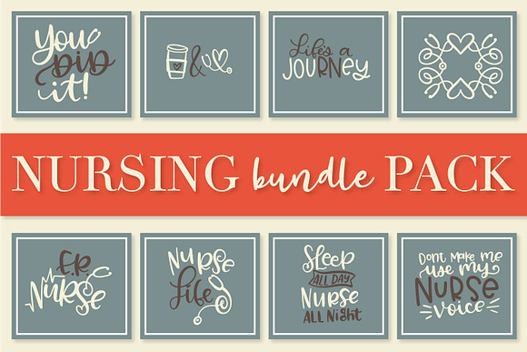 Nurse Bundle - Hand Lettered Designs in Illustrations - product preview 4