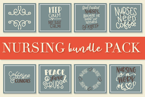 Nurse Bundle - Hand Lettered Designs in Illustrations - product preview 5