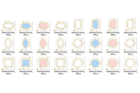 Gold Botanical Frames Clipart in Objects - product preview 1