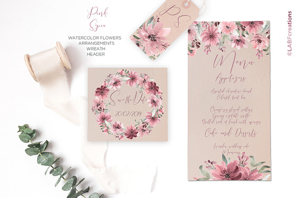 Pink Sepia. Watercolor Flowers in Illustrations - product preview 2
