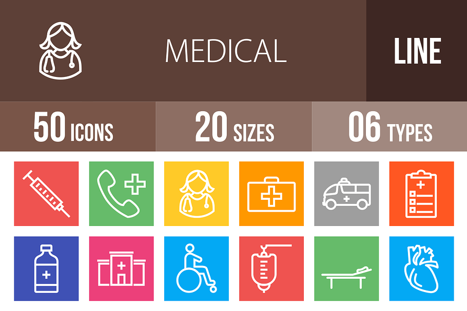 50 Medical Line Multicolor Icons