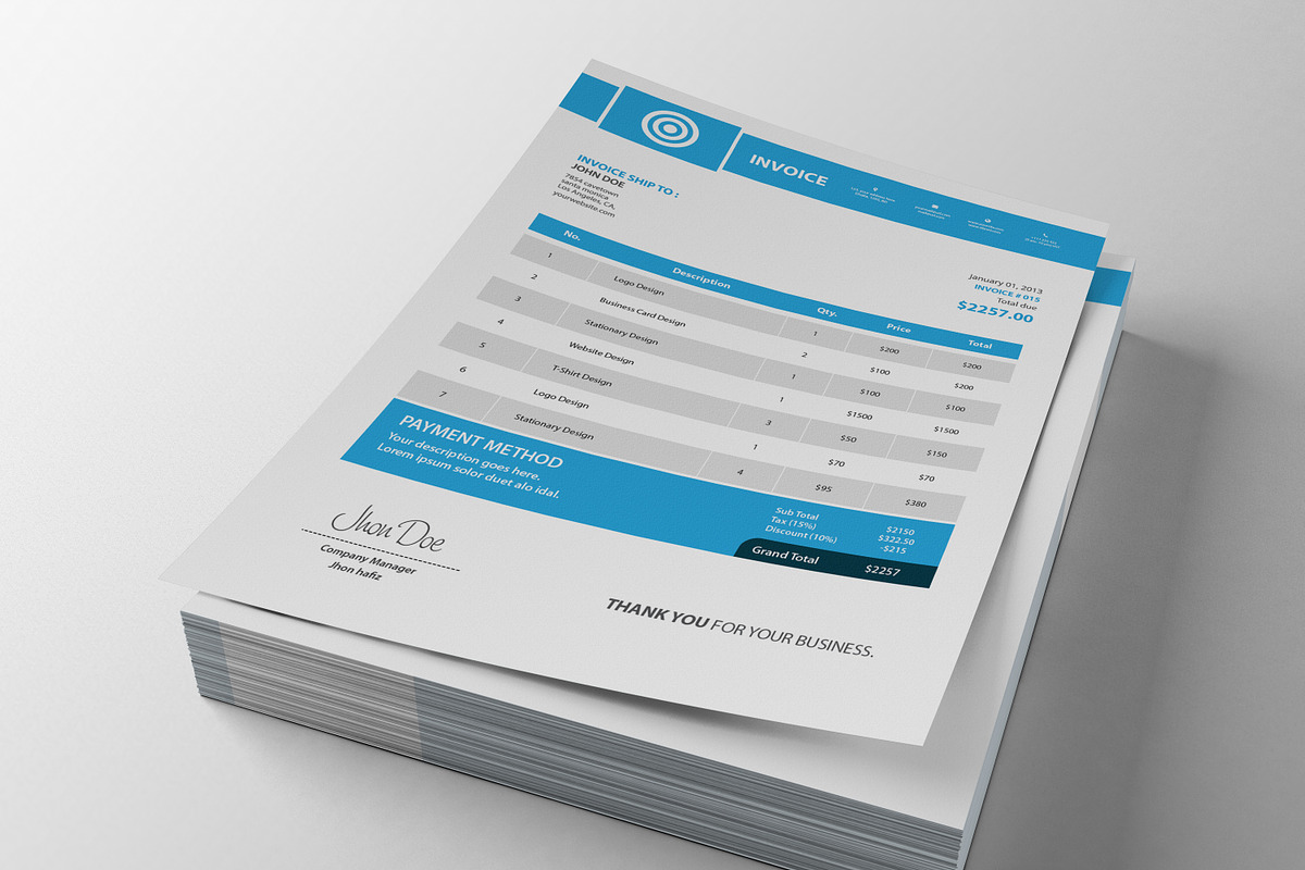 Business invoice template in Stationery Templates - product preview 8