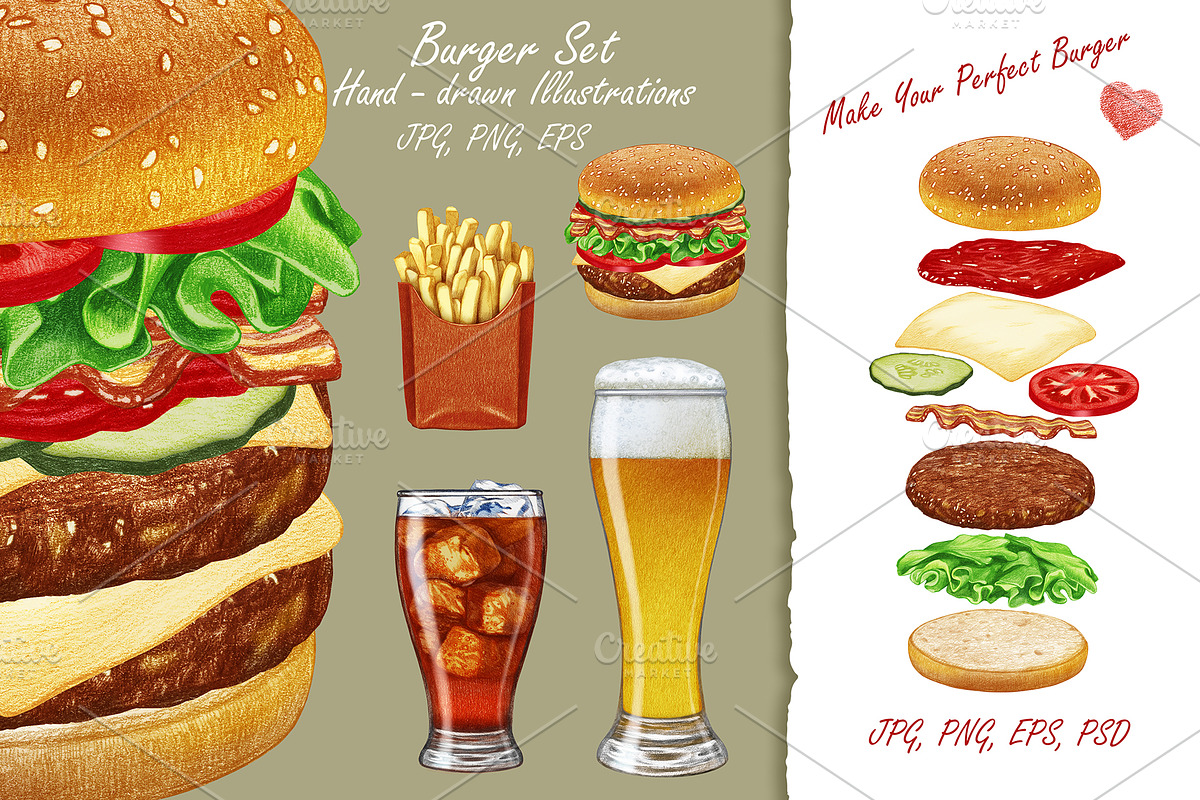 Make Your Perfect Burger! in Illustrations - product preview 8