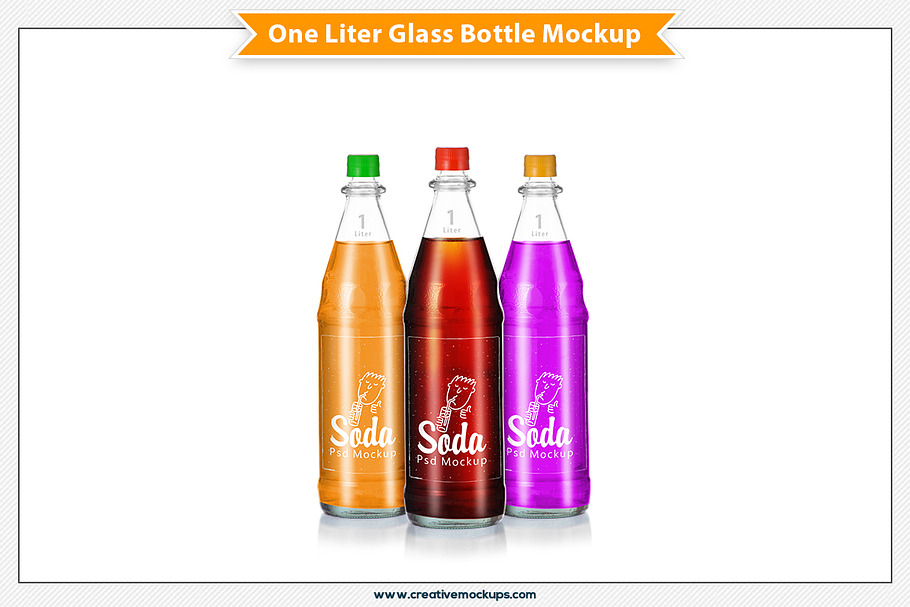 One Liter Glass Bottle Mockup