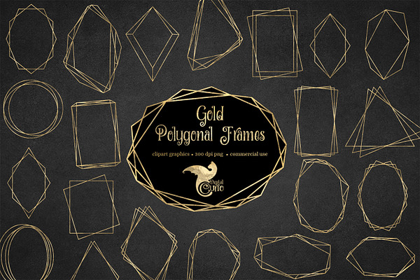 Gold Polygonal Frames Clipart