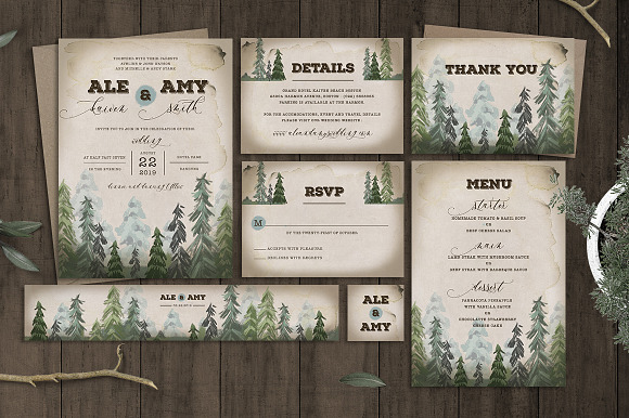 Pine Trees Wedding Invitation in Wedding Templates - product preview 1