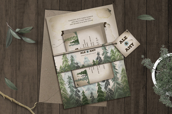 Pine Trees Wedding Invitation in Wedding Templates - product preview 2