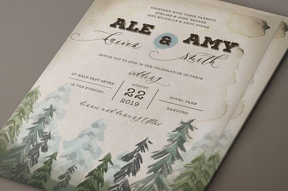 Pine Trees Wedding Invitation in Wedding Templates - product preview 3