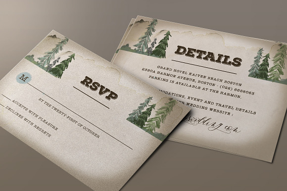 Pine Trees Wedding Invitation in Wedding Templates - product preview 4