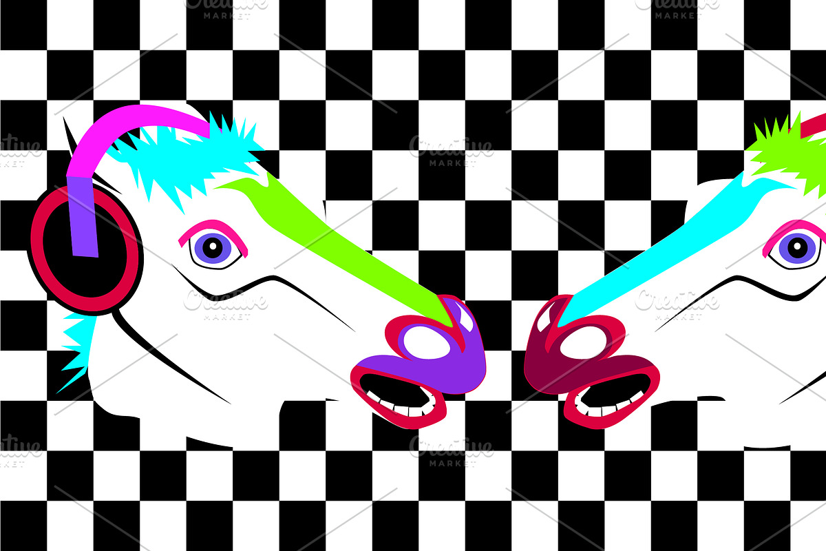 Pop art horses heads neon modern  in Graphics - product preview 8