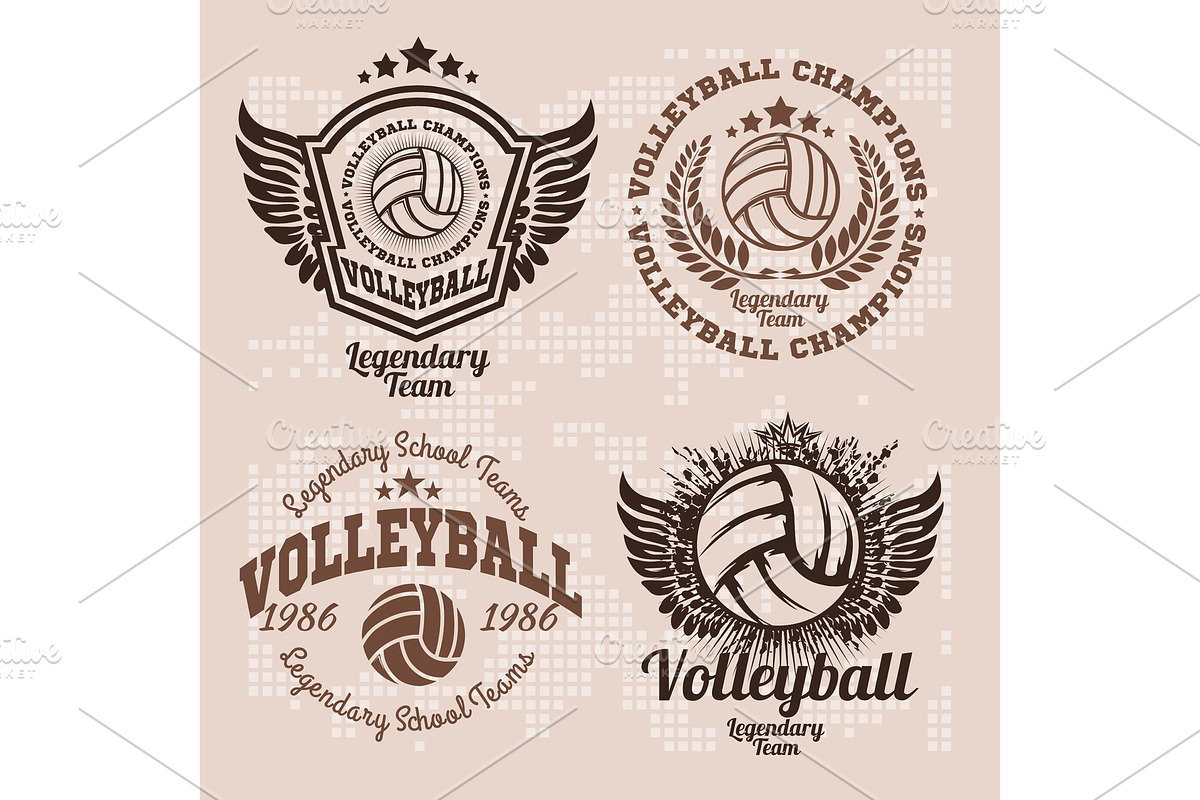 Set Badges logos volleyball teams in Illustrations - product preview 8