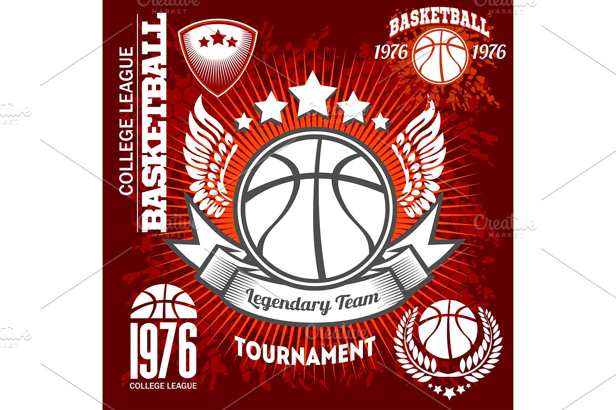 Basketball championship logo set and in Illustrations - product preview 8