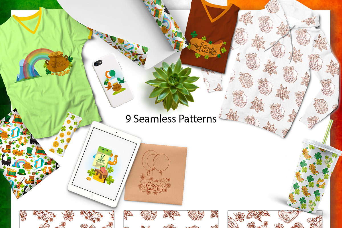St. Patrick's Day seamless patterns in Patterns - product preview 8