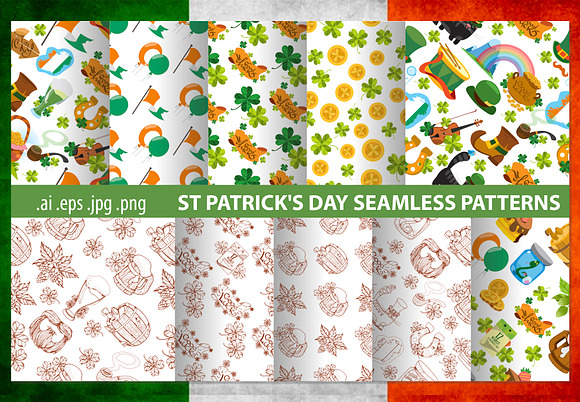 St. Patrick's Day seamless patterns in Patterns - product preview 1