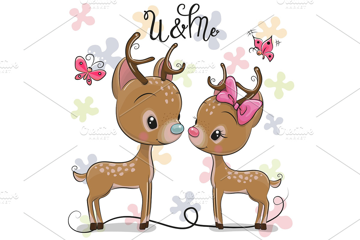 Deers boy on a hearts background in Illustrations - product preview 8