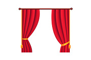 Long Silk Red Theater Curtain Hangs