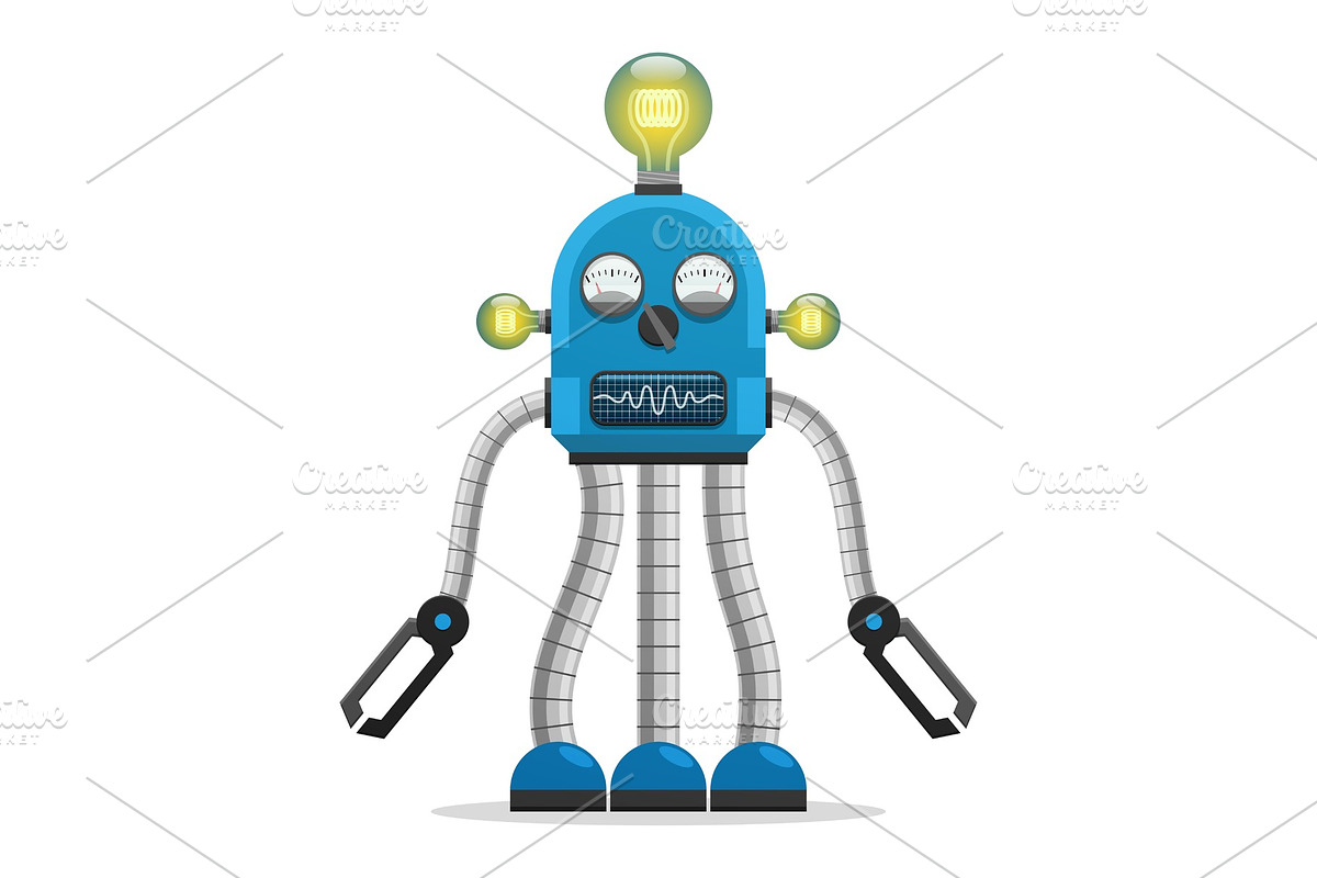 Robot with Light Bulbs and in Illustrations - product preview 8