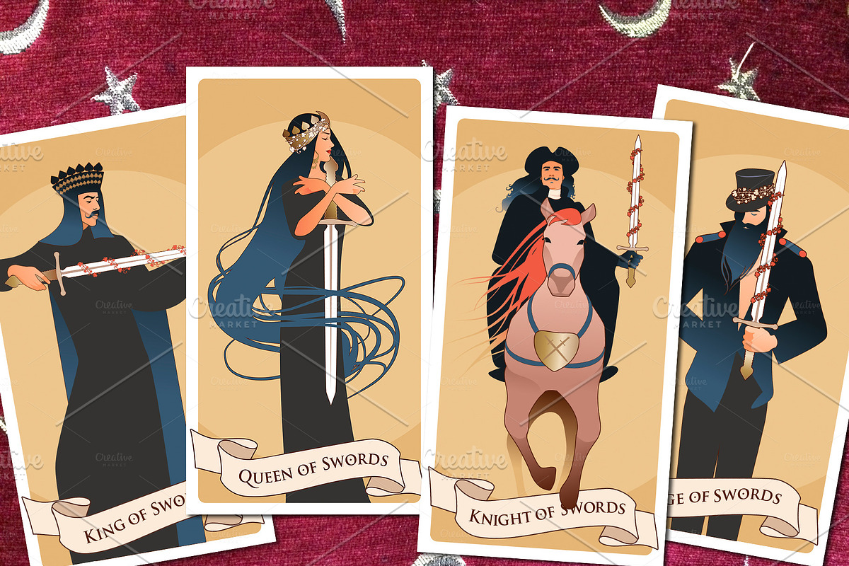 Minor Arcana Tarot Court: Swords in Illustrations - product preview 8
