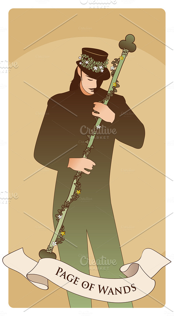Minor Arcana Tarot Court: Wands in Illustrations - product preview 4