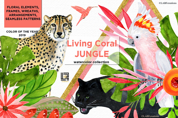 Living Coral Tropical Watercolor