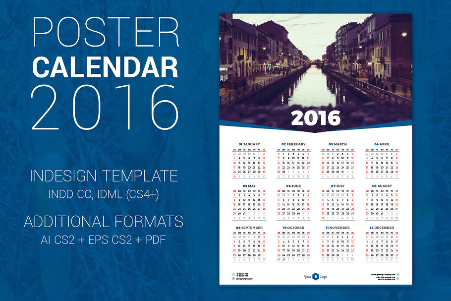 Poster Calendar 2016 in Stationery Templates - product preview 8