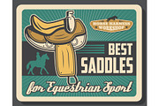 Saddles, equestrian sport equipment