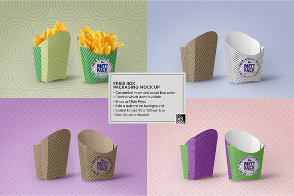 Fries Box Packaging Mockup in Branding Mockups - product preview 1