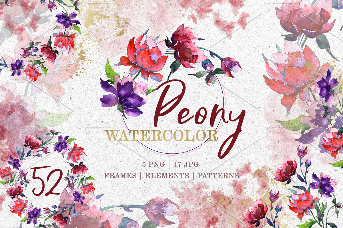 Peony Tenderness Watercolor png in Illustrations - product preview 8
