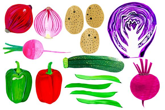 Beautiful Vegetables Clip Art in Illustrations - product preview 1
