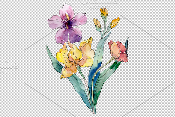 Wildflowers Watercolor png  in Illustrations - product preview 4