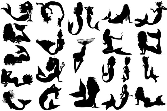 Mermaid Silhouette AI EPS PNG in Illustrations - product preview 5