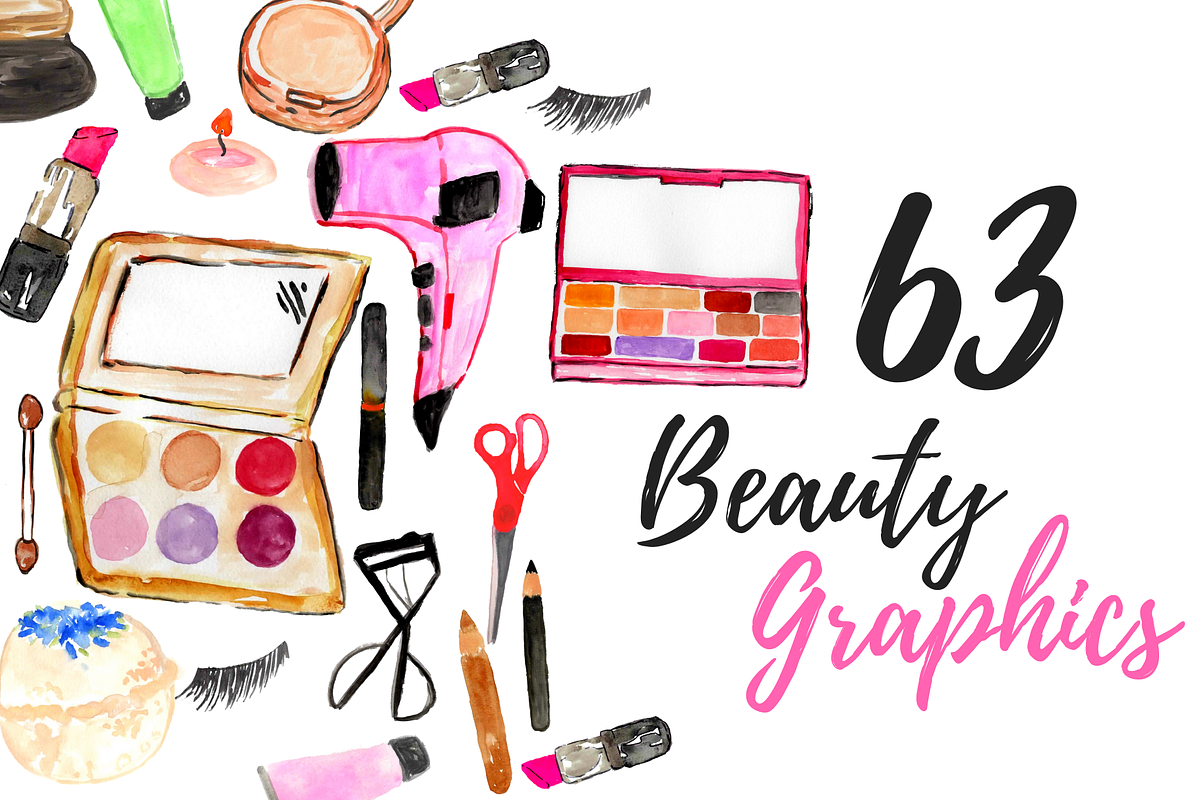 63 Watercolor Beauty Clipart Set in Illustrations - product preview 8