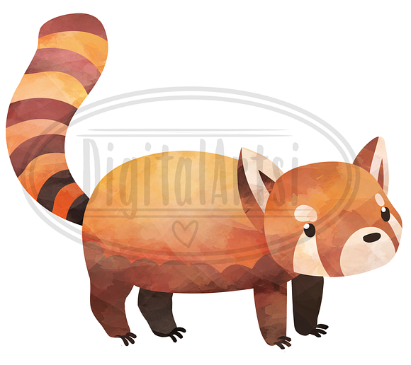 Watercolor Red Pandas Clipart in Illustrations - product preview 2