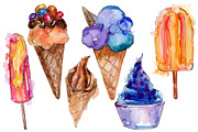 Ice cream berry Watercolor png 