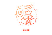 Greed concept icon