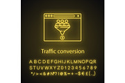 Traffic conversion neon light icon