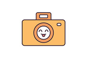 Smiling photo camera color icon