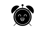 Smiling alarm clock glyph icon