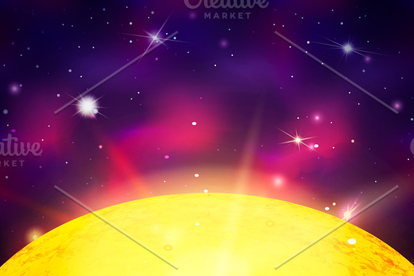 Yellow sun star with light rays