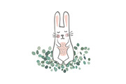 Cute hand drawn bunny on the