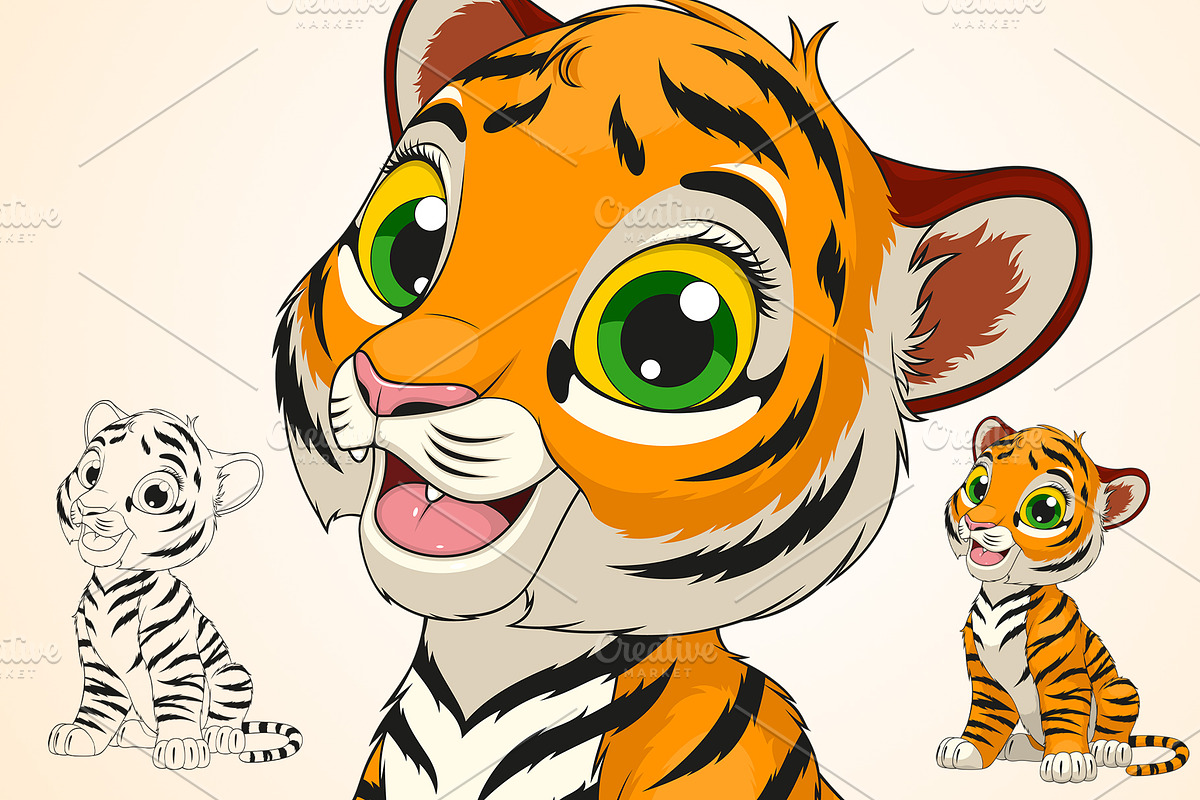 Funny cute tiger cub in Illustrations - product preview 8
