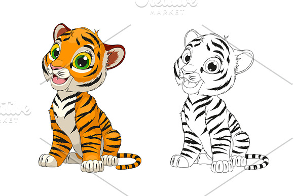 Funny cute tiger cub in Illustrations - product preview 1