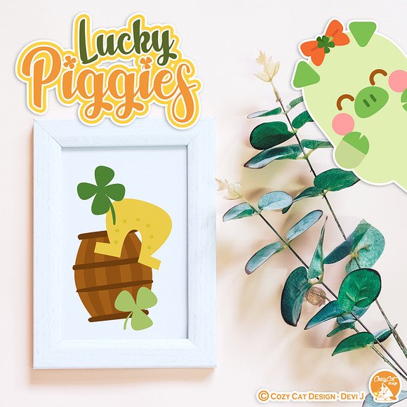 Lucky Piggies Digital Clip Art in Illustrations - product preview 5