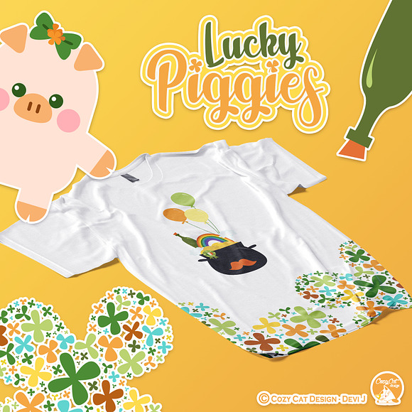 Lucky Piggies Digital Clip Art in Illustrations - product preview 6