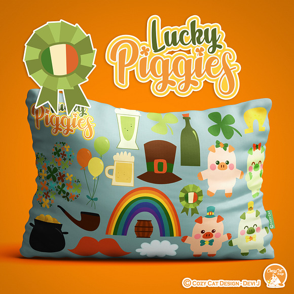 Lucky Piggies Digital Clip Art in Illustrations - product preview 7