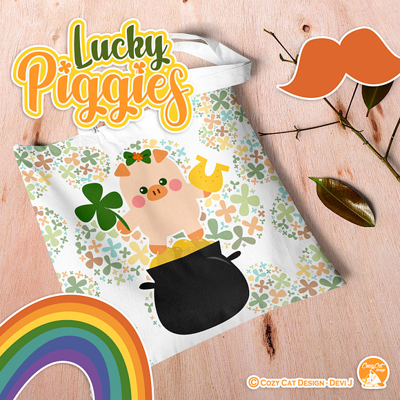 Lucky Piggies Digital Clip Art in Illustrations - product preview 9