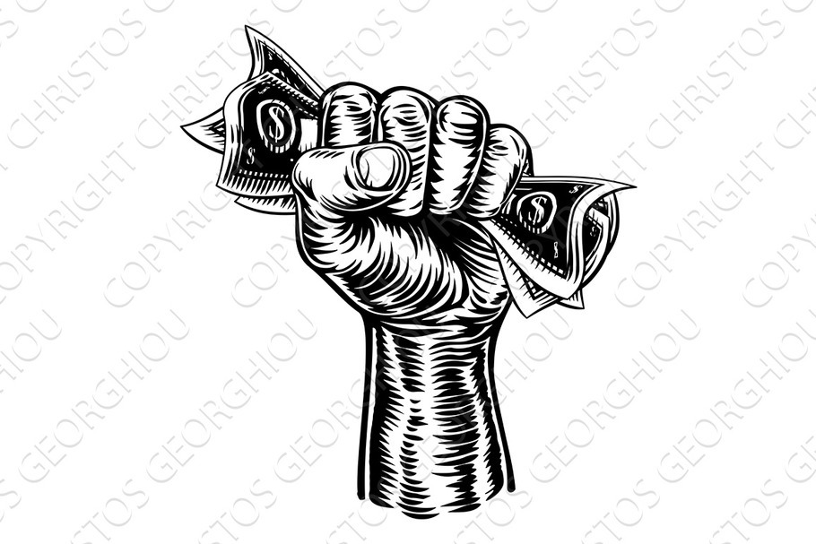 Fist Hand Holding Cash Money in Illustrations - product preview 8