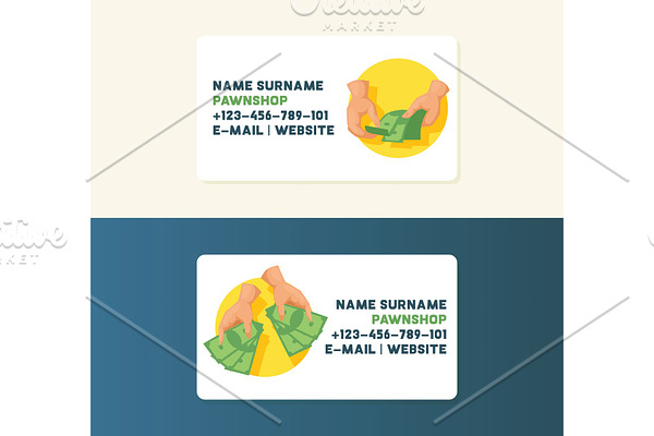 Money vector business card with